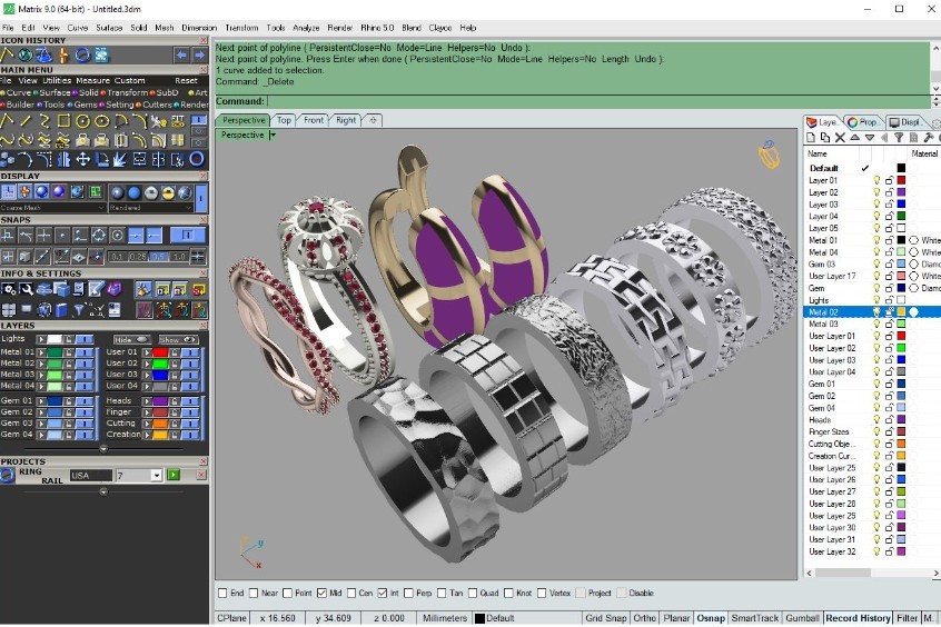 Matrix 9-Սովորած գործիքների պրակտիկ կիրառում, հնարքներ, տարբեր ոճի զարդերի և նախշերի 3դ մոդելավորում(M)
