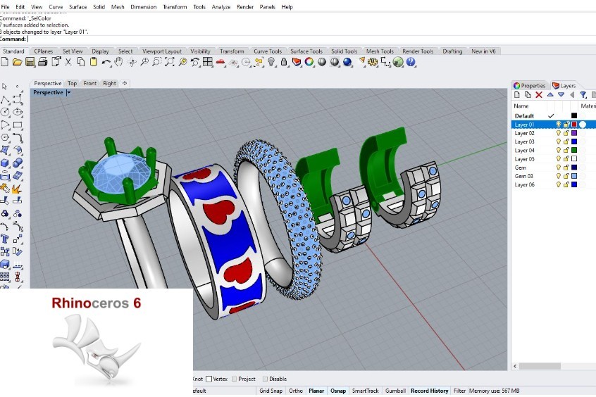 Rhino 6-Սովորած գործիքների պրակտիկ կիրառում, հնարքներ, տարբեր ոճի զարդերի և նախշերի 3դ մոդելավորում(P)
