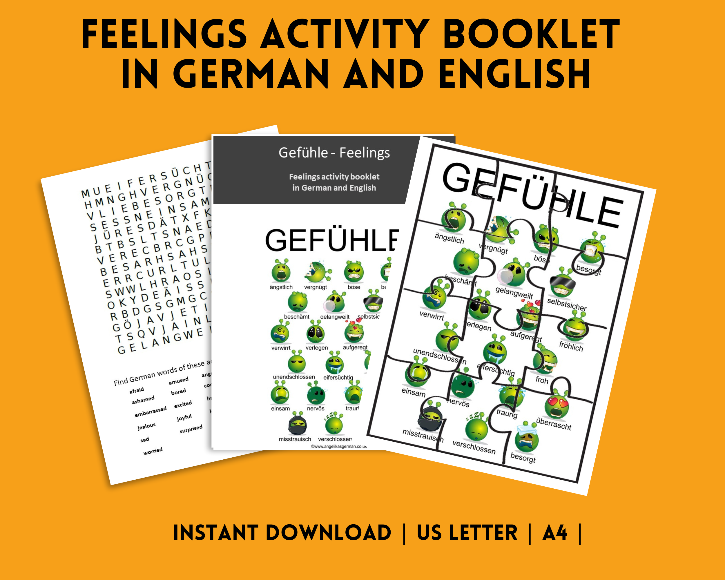 Feelings Activity Booklet for Young & Not So Young German Learners