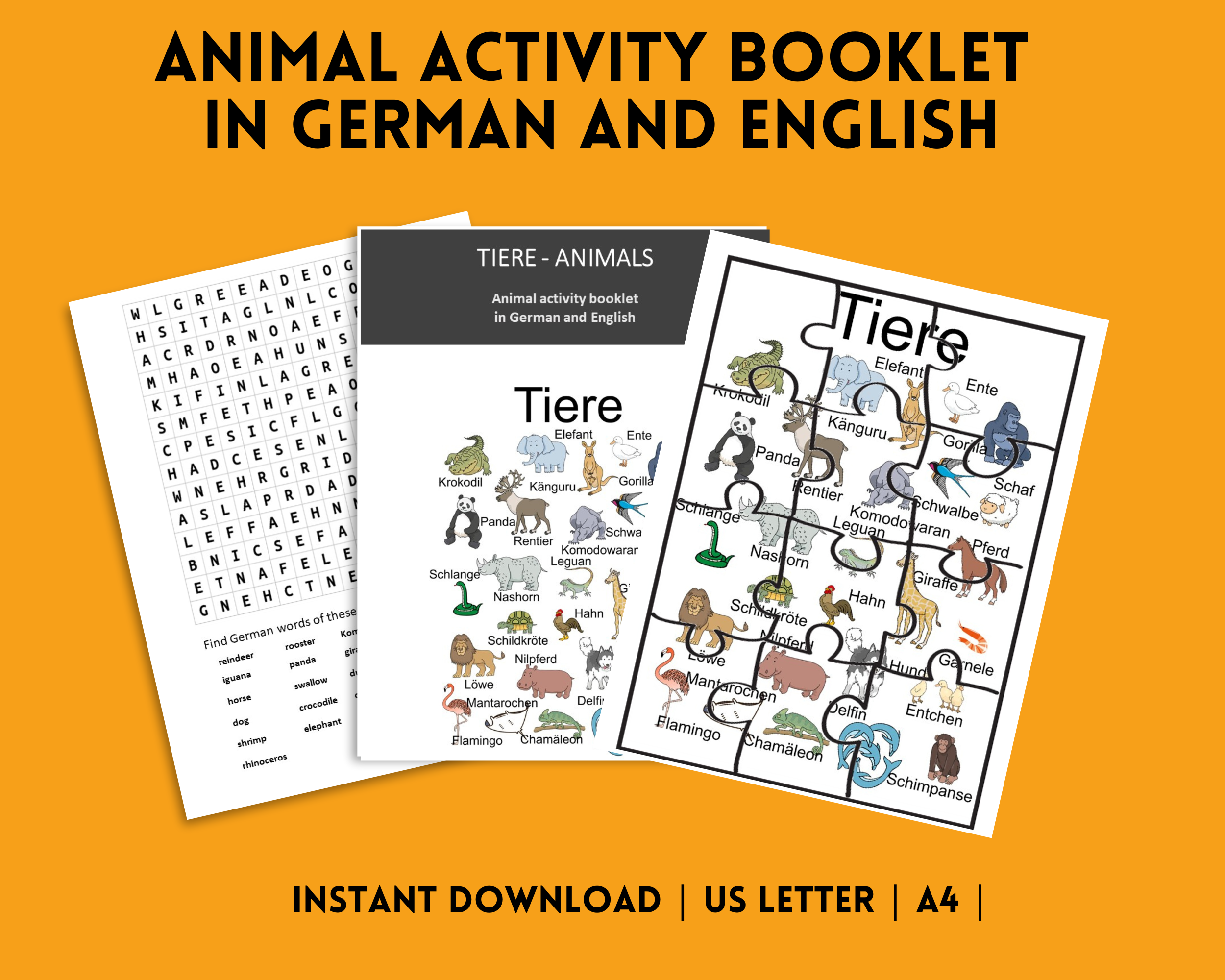 Animal Activity Booklet for Young & Not So Young German Learners