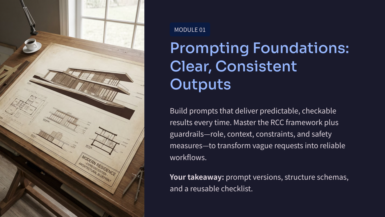 M01: Prompting Foundations — Clear, Consistent Outputs