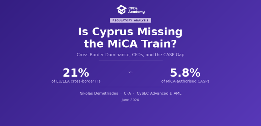 Is Cyprus Missing the MiCA Train? Cross-Border Dominance, CFDs, and the CASP Authorisation Gap