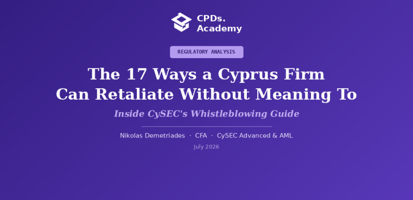 17 Forms of Whistleblower Retaliation: What CySEC's Guide Means for Cyprus Firms