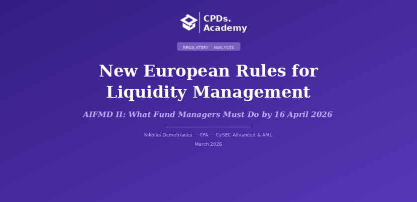 New European Rules for Liquidity Management: What AIFMD II Requires by 16 April 2026