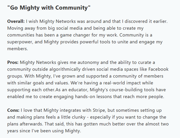 Mighty Networks reviews