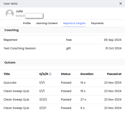 Uteach dashboard