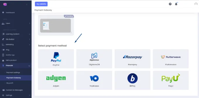 Selecting a payment method