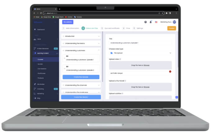 Uteach course-making dashboard