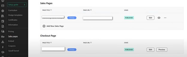 Teachable dashboard