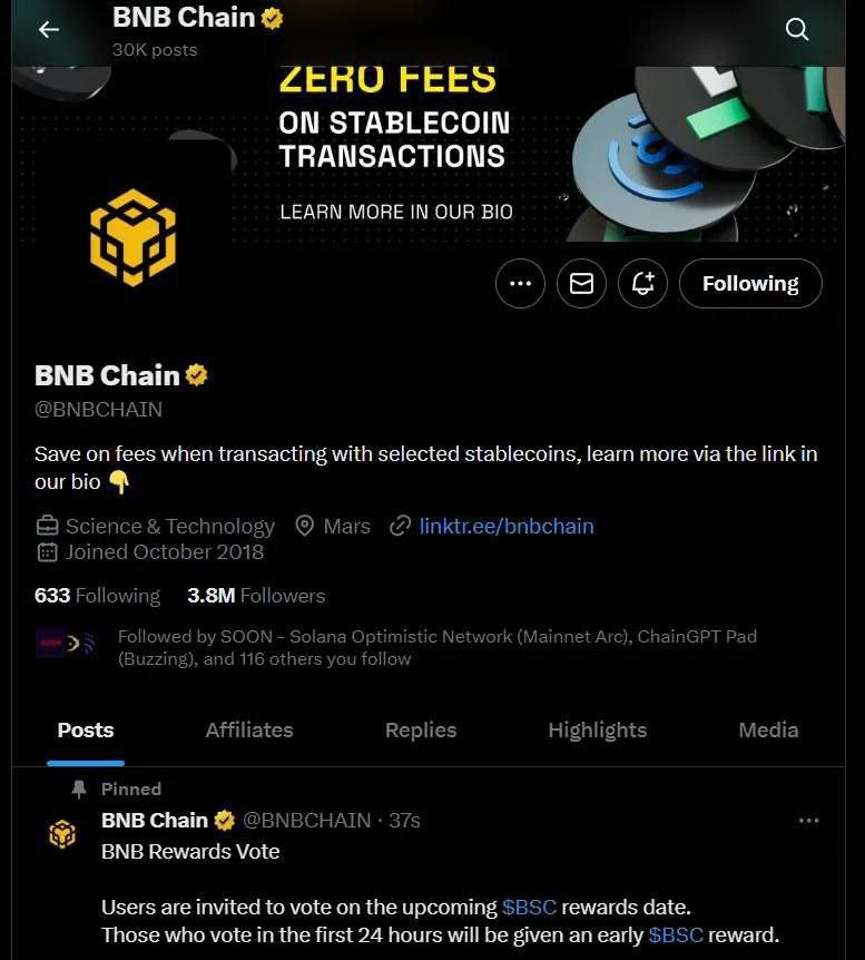 Հակերները կոտրել են BNB Chain-ի X-էջը, որն ուներ 3,8 միլիոն հետևորդ։